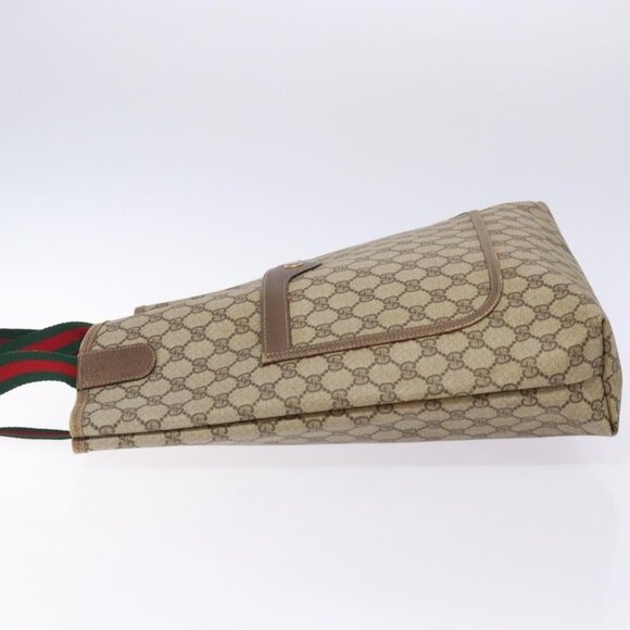 GUCCI GG Supreme Web Sherry Line Tote Bag PVC Beige Red 39 02 003 Auth 133158 - Picture 4 of 16